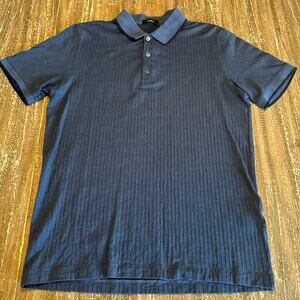 Theory Knit Ribbed Polo Golf Shirt Blue Navy Men’s Size M